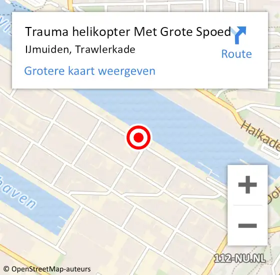 Locatie op kaart van de 112 melding: Trauma helikopter Met Grote Spoed Naar IJmuiden, Trawlerkade op 28 oktober 2023 05:22