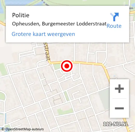 Locatie op kaart van de 112 melding: Politie Opheusden, Burgemeester Lodderstraat op 28 oktober 2023 06:11