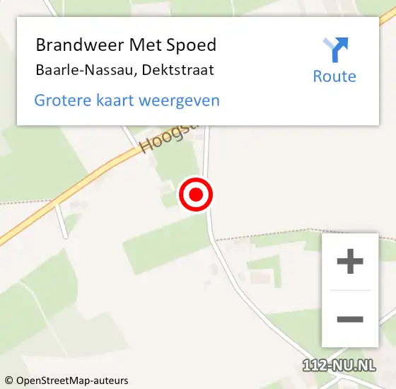 Locatie op kaart van de 112 melding: Brandweer Met Spoed Naar Baarle-Nassau, Dektstraat op 28 oktober 2023 06:20