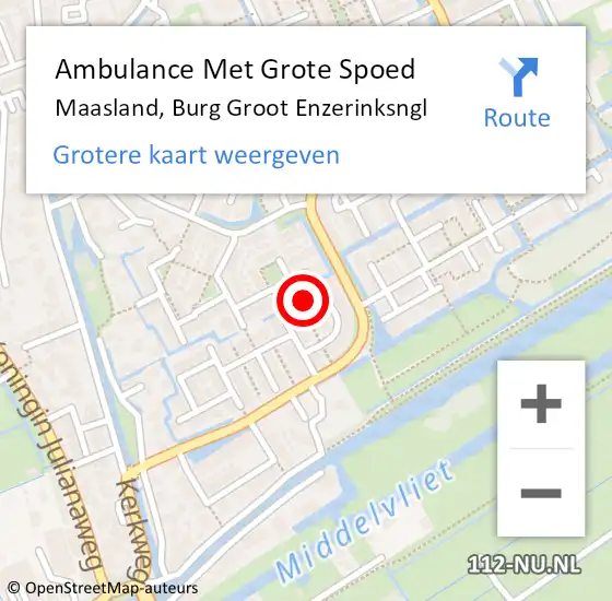 Locatie op kaart van de 112 melding: Ambulance Met Grote Spoed Naar Maasland, Burg Groot Enzerinksngl op 28 oktober 2023 06:23