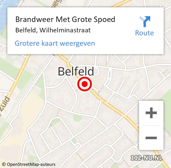 Locatie op kaart van de 112 melding: Brandweer Met Grote Spoed Naar Belfeld, Wilhelminastraat op 28 oktober 2023 07:29