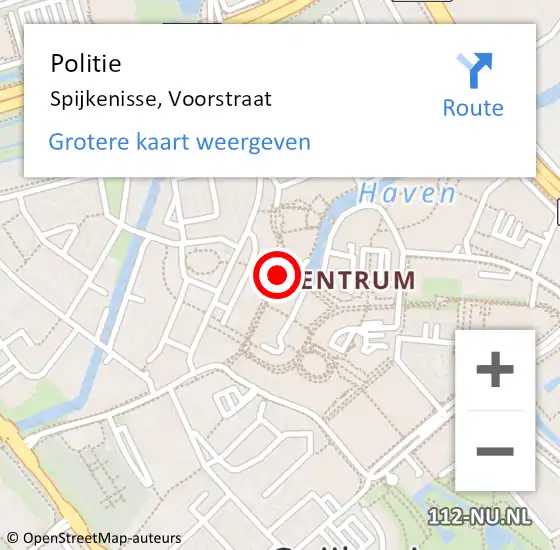 Locatie op kaart van de 112 melding: Politie Spijkenisse, Voorstraat op 28 oktober 2023 07:29