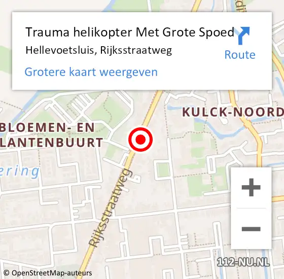 Locatie op kaart van de 112 melding: Trauma helikopter Met Grote Spoed Naar Hellevoetsluis, Rijksstraatweg op 28 oktober 2023 07:36