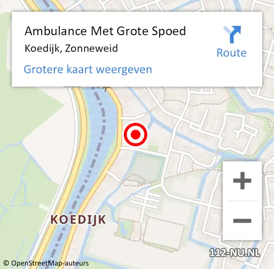 Locatie op kaart van de 112 melding: Ambulance Met Grote Spoed Naar Koedijk, Zonneweid op 28 oktober 2023 08:15