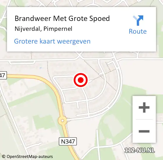 Locatie op kaart van de 112 melding: Brandweer Met Grote Spoed Naar Nijverdal, Pimpernel op 28 oktober 2023 08:44