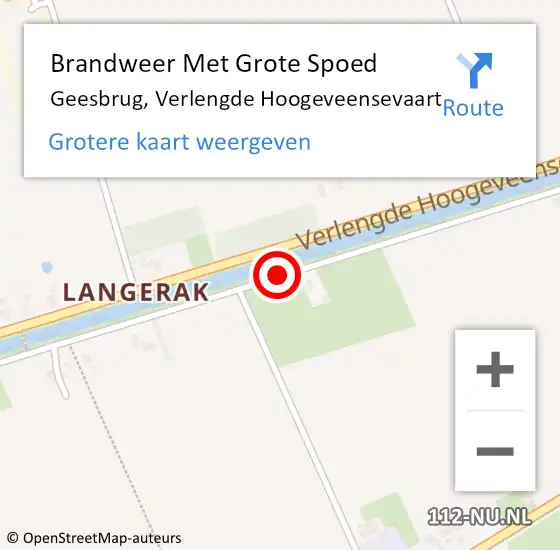 Locatie op kaart van de 112 melding: Brandweer Met Grote Spoed Naar Geesbrug, Verlengde Hoogeveensevaart op 13 september 2014 02:29