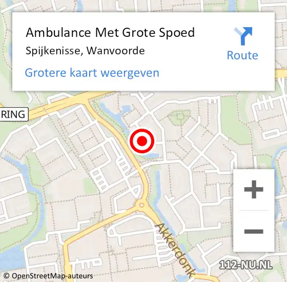 Locatie op kaart van de 112 melding: Ambulance Met Grote Spoed Naar Spijkenisse, Wanvoorde op 28 oktober 2023 09:05
