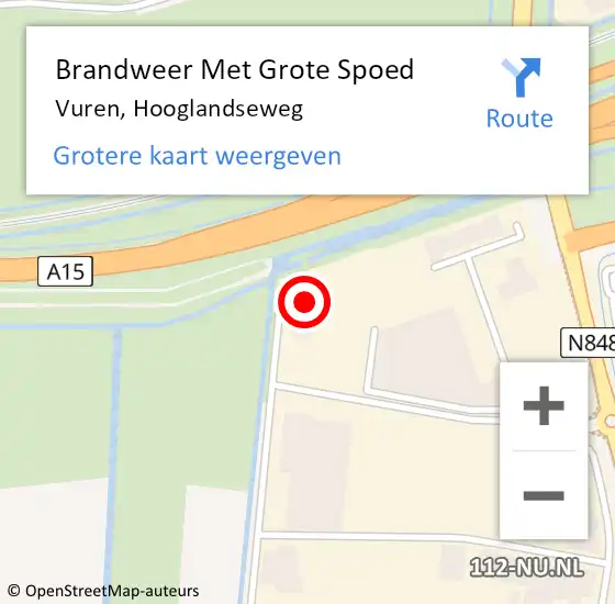 Locatie op kaart van de 112 melding: Brandweer Met Grote Spoed Naar Vuren, Hooglandseweg op 28 oktober 2023 09:14