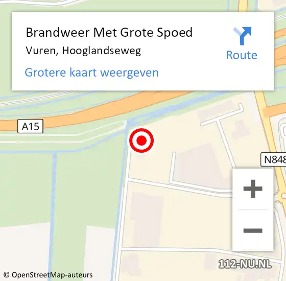 Locatie op kaart van de 112 melding: Brandweer Met Grote Spoed Naar Vuren, Hooglandseweg op 28 oktober 2023 09:17