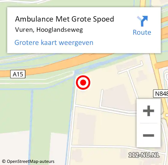 Locatie op kaart van de 112 melding: Ambulance Met Grote Spoed Naar Vuren, Hooglandseweg op 28 oktober 2023 09:18