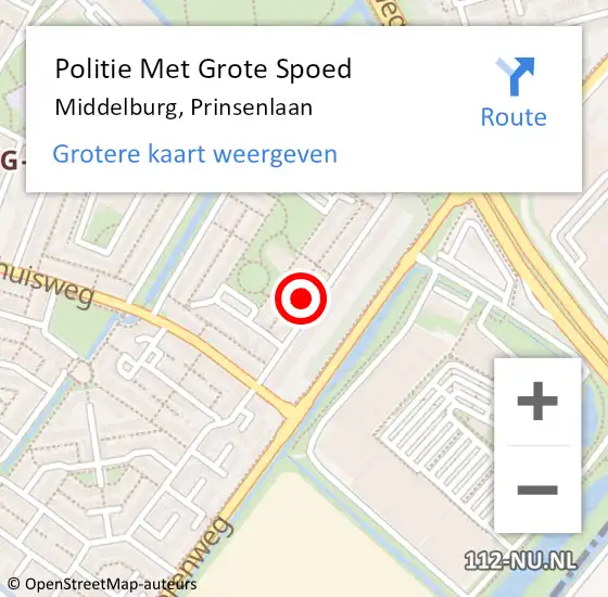 Locatie op kaart van de 112 melding: Politie Met Grote Spoed Naar Middelburg, Prinsenlaan op 28 oktober 2023 09:55
