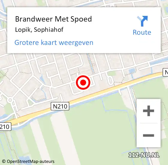 Locatie op kaart van de 112 melding: Brandweer Met Spoed Naar Lopik, Sophiahof op 28 oktober 2023 09:59