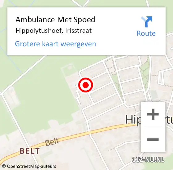 Locatie op kaart van de 112 melding: Ambulance Met Spoed Naar Hippolytushoef, Irisstraat op 28 oktober 2023 10:00