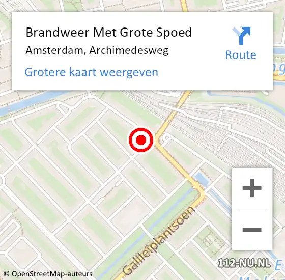 Locatie op kaart van de 112 melding: Brandweer Met Grote Spoed Naar Amsterdam, Archimedesweg op 28 oktober 2023 10:04
