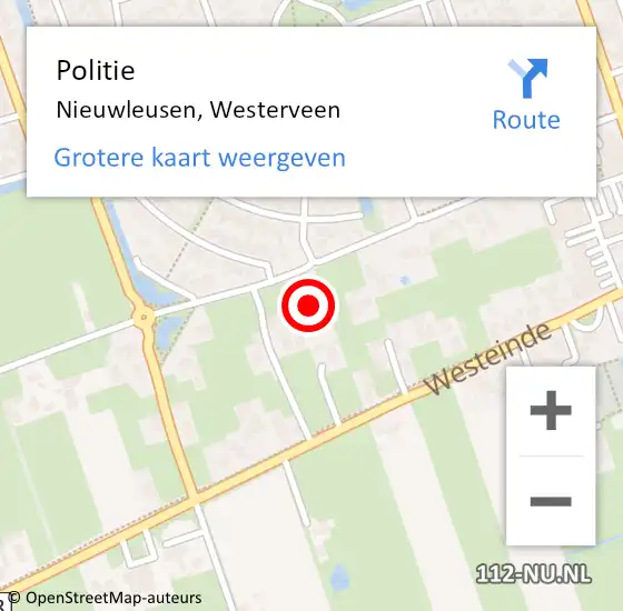 Locatie op kaart van de 112 melding: Politie Nieuwleusen, Westerveen op 28 oktober 2023 10:05