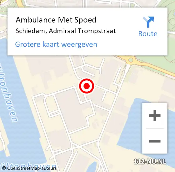 Locatie op kaart van de 112 melding: Ambulance Met Spoed Naar Schiedam, Admiraal Trompstraat op 28 oktober 2023 10:18