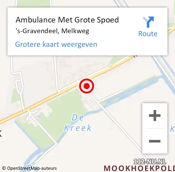 Locatie op kaart van de 112 melding: Ambulance Met Grote Spoed Naar 's-Gravendeel, Melkweg op 28 oktober 2023 10:23