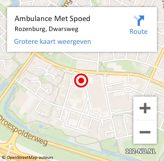 Locatie op kaart van de 112 melding: Ambulance Met Spoed Naar Rozenburg, Dwarsweg op 28 oktober 2023 10:55