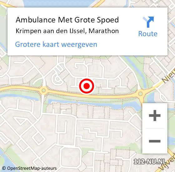 Locatie op kaart van de 112 melding: Ambulance Met Grote Spoed Naar Krimpen aan den IJssel, Marathon op 28 oktober 2023 11:00