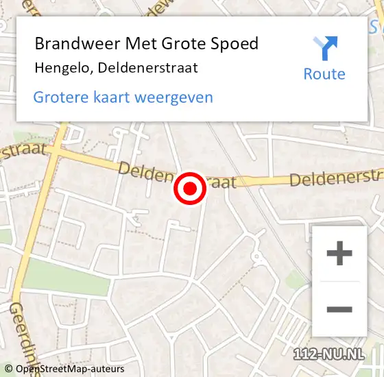 Locatie op kaart van de 112 melding: Brandweer Met Grote Spoed Naar Hengelo, Deldenerstraat op 28 oktober 2023 11:07