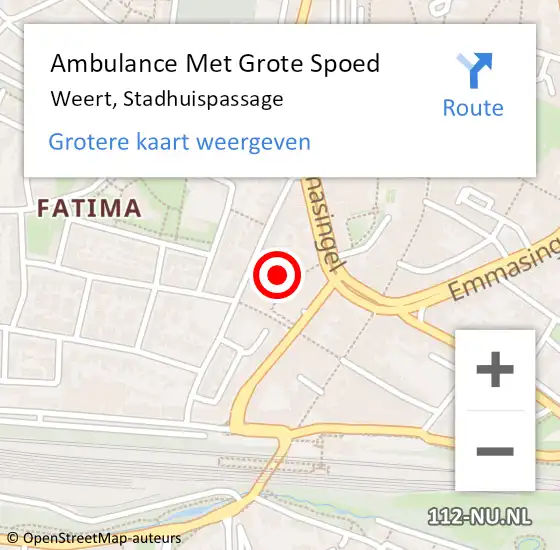 Locatie op kaart van de 112 melding: Ambulance Met Grote Spoed Naar Weert, Stadhuispassage op 28 oktober 2023 11:22