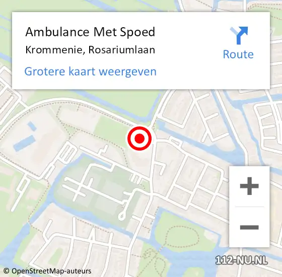 Locatie op kaart van de 112 melding: Ambulance Met Spoed Naar Krommenie, Rosariumlaan op 28 oktober 2023 11:33