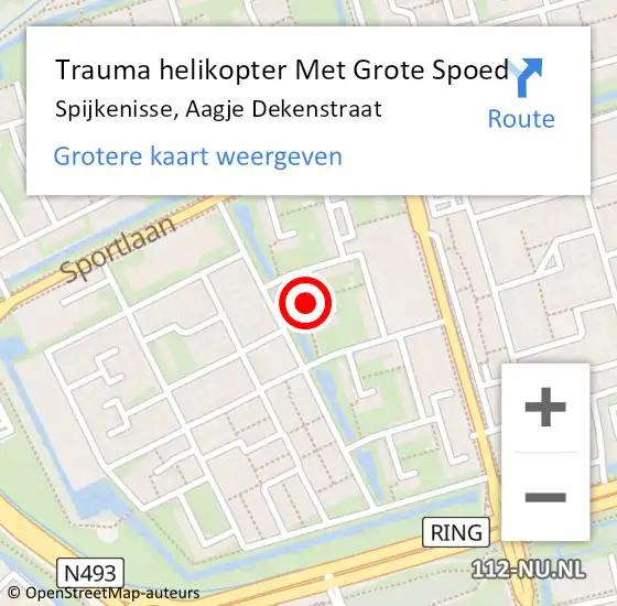Locatie op kaart van de 112 melding: Trauma helikopter Met Grote Spoed Naar Spijkenisse, Aagje Dekenstraat op 28 oktober 2023 11:35