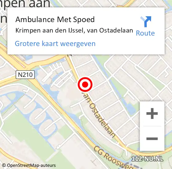 Locatie op kaart van de 112 melding: Ambulance Met Spoed Naar Krimpen aan den IJssel, van Ostadelaan op 28 oktober 2023 11:38
