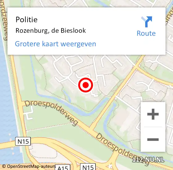 Locatie op kaart van de 112 melding: Politie Rozenburg, de Bieslook op 28 oktober 2023 11:38