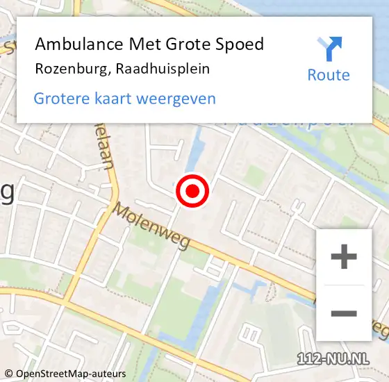 Locatie op kaart van de 112 melding: Ambulance Met Grote Spoed Naar Rozenburg, Raadhuisplein op 28 oktober 2023 11:52