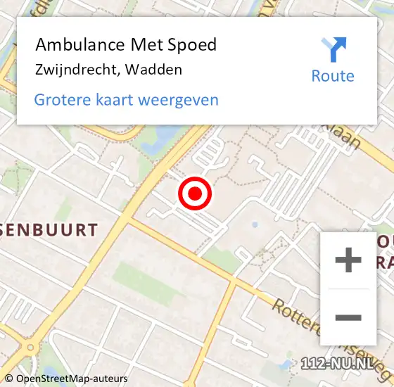 Locatie op kaart van de 112 melding: Ambulance Met Spoed Naar Zwijndrecht, Wadden op 28 oktober 2023 11:57