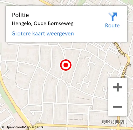 Locatie op kaart van de 112 melding: Politie Hengelo, Oude Bornseweg op 28 oktober 2023 12:09