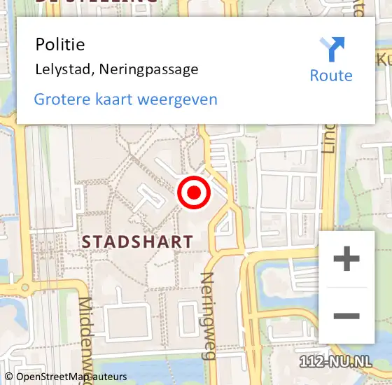 Locatie op kaart van de 112 melding: Politie Lelystad, Neringpassage op 28 oktober 2023 12:12