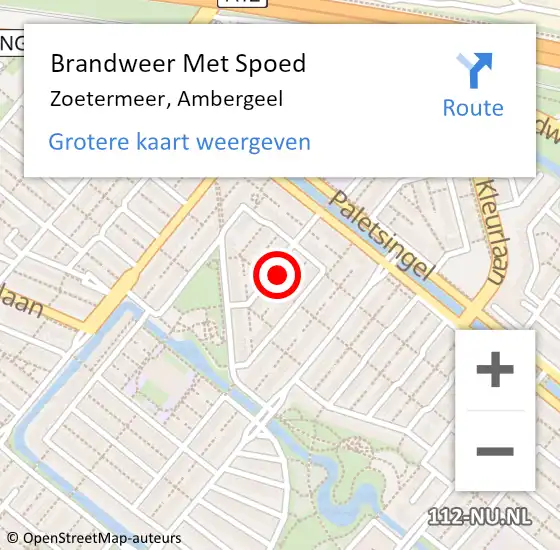 Locatie op kaart van de 112 melding: Brandweer Met Spoed Naar Zoetermeer, Ambergeel op 28 oktober 2023 12:18