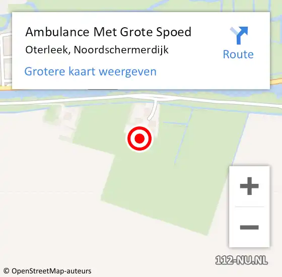 Locatie op kaart van de 112 melding: Ambulance Met Grote Spoed Naar Oterleek, Noordschermerdijk op 28 oktober 2023 12:47