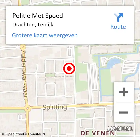 Locatie op kaart van de 112 melding: Politie Met Spoed Naar Drachten, Leidijk op 28 oktober 2023 13:09