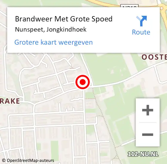 Locatie op kaart van de 112 melding: Brandweer Met Grote Spoed Naar Nunspeet, Jongkindhoek op 28 oktober 2023 13:23