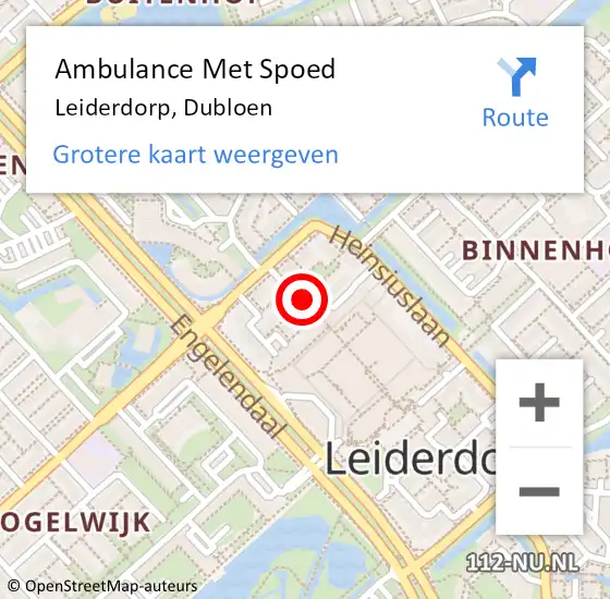 Locatie op kaart van de 112 melding: Ambulance Met Spoed Naar Leiderdorp, Dubloen op 28 oktober 2023 13:28