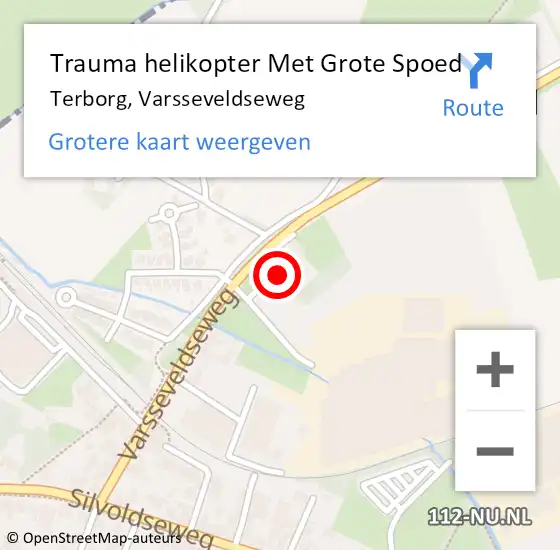 Locatie op kaart van de 112 melding: Trauma helikopter Met Grote Spoed Naar Terborg, Varsseveldseweg op 28 oktober 2023 13:39