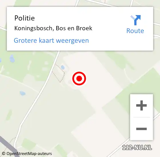Locatie op kaart van de 112 melding: Politie Koningsbosch, Bos en Broek op 28 oktober 2023 13:59