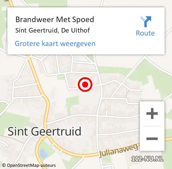 Locatie op kaart van de 112 melding: Brandweer Met Spoed Naar Sint Geertruid, De Uithof op 28 oktober 2023 14:14