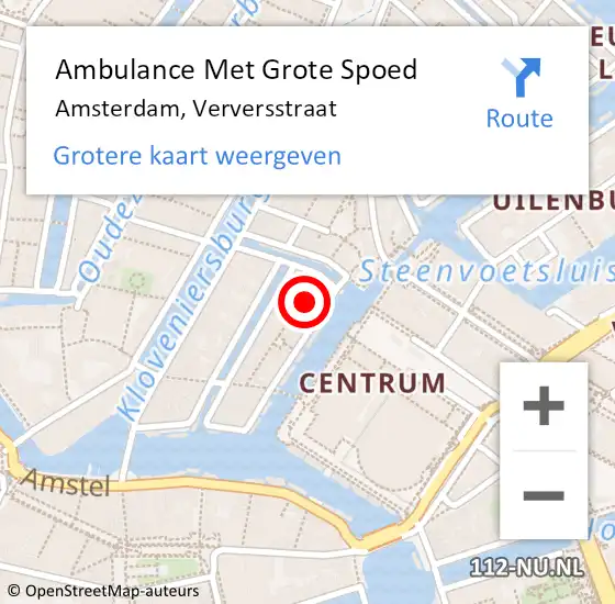 Locatie op kaart van de 112 melding: Ambulance Met Grote Spoed Naar Amsterdam, Verversstraat op 28 oktober 2023 14:19