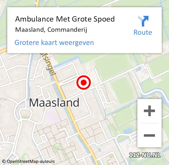 Locatie op kaart van de 112 melding: Ambulance Met Grote Spoed Naar Maasland, Commanderij op 28 oktober 2023 14:40