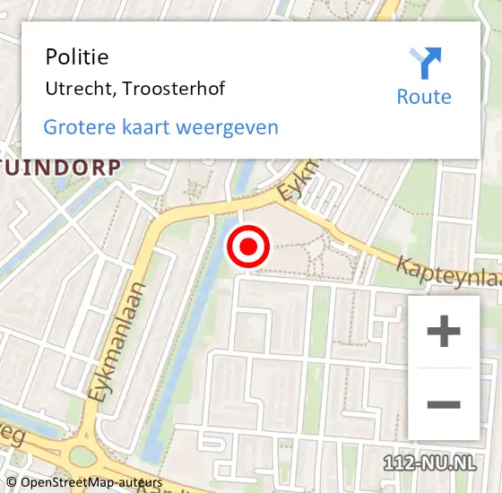 Locatie op kaart van de 112 melding: Politie Utrecht, Troosterhof op 28 oktober 2023 14:41
