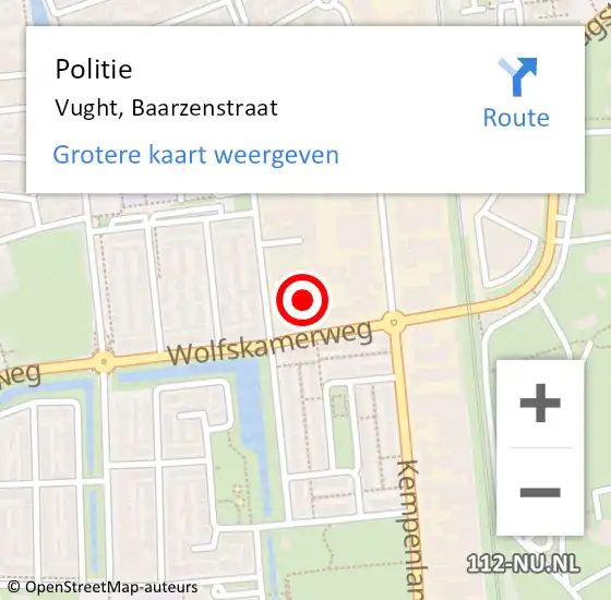 Locatie op kaart van de 112 melding: Politie Vught, Baarzenstraat op 28 oktober 2023 14:42