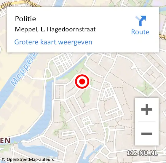 Locatie op kaart van de 112 melding: Politie Meppel, L. Hagedoornstraat op 28 oktober 2023 15:34