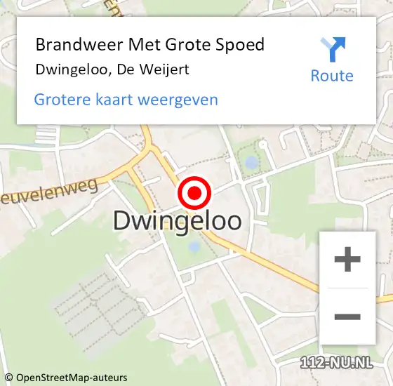 Locatie op kaart van de 112 melding: Brandweer Met Grote Spoed Naar Dwingeloo, De Weijert op 28 oktober 2023 15:36