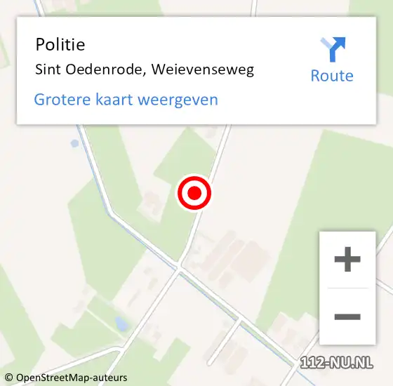 Locatie op kaart van de 112 melding: Politie Sint Oedenrode, Weievenseweg op 28 oktober 2023 15:45