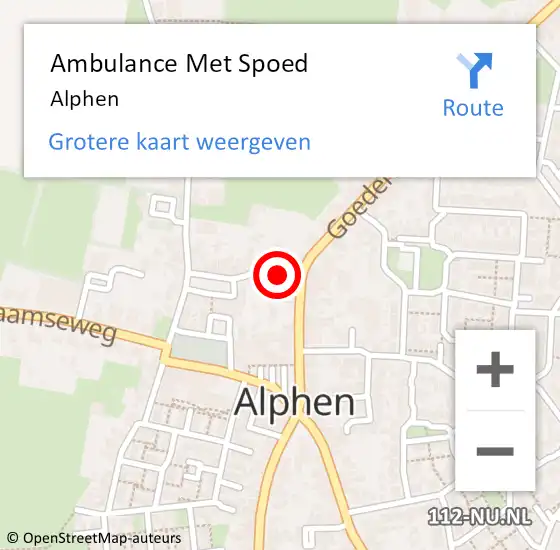 Locatie op kaart van de 112 melding: Ambulance Met Spoed Naar Alphen op 28 oktober 2023 15:47