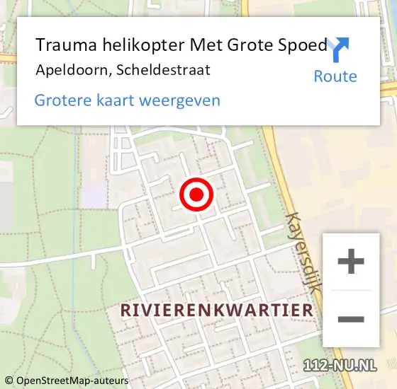 Locatie op kaart van de 112 melding: Trauma helikopter Met Grote Spoed Naar Apeldoorn, Scheldestraat op 28 oktober 2023 16:04